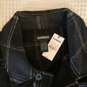 Mens Express black plaid shacket